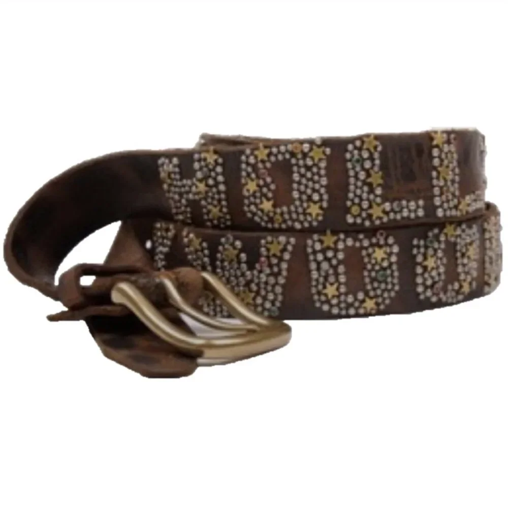Rare Bill Lavin Leather Island Embellished Studded Hollywood Leather Belt